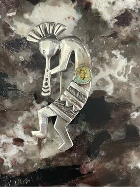 Vintage Glenn Sandoval Sterling Kokopelli Pendant & Pin Brooch with Turquoise